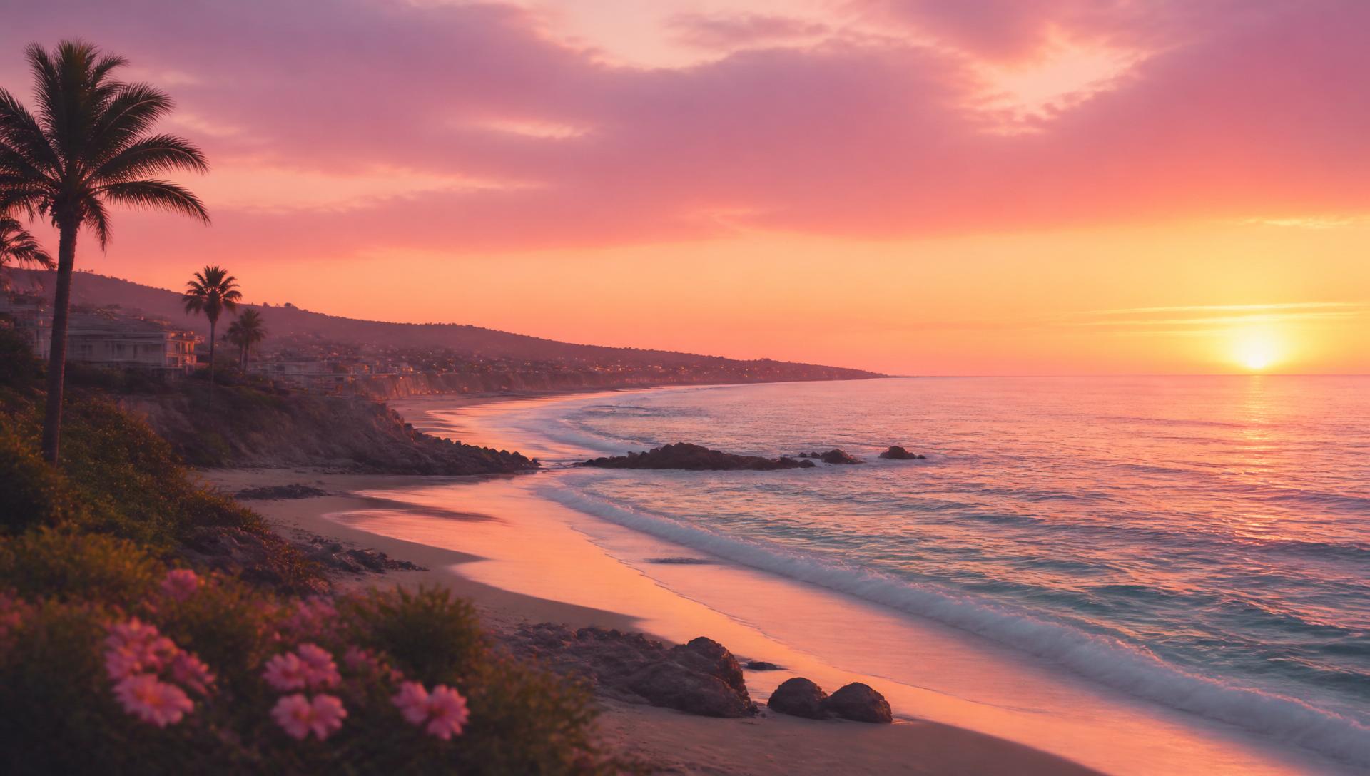 Orange County coastline at golden hour
